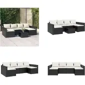 vidaXL 2-tlg. Garten-Lounge-Set mit Kissen Schwarz Poly Rattan