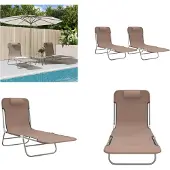 vidaXL Sonnenliegen Klappbar 2 Stk. Braun Textilene und Stahl