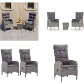vidaXL 3-tlg. Bistro-Set Poly Rattan und Akazienholz Grau