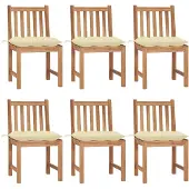 vidaXL Gartenstühle 6 Stk. mit Kissen Massivholz Teak