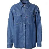 Levi's Jeansbluse "TEODORA WESTERN SHIRT", Damen, Gr. S (36), blau (dunkelblau), Web, Obermaterial: 60% Lyocell, 40% Baumwolle, hüftbedeckend, Blusen Jeansbluse, mit Druckknöpfen