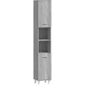vidaXL Badschrank Grau Sonoma 30x30x179 cm Holzwerkstoff