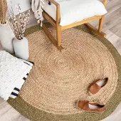 NATURL. Jute Teppich Rund - Fair Natur Grün Ø 100 cm