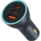 Baseus Golden Contactor Pro Autoladegerät, 65W, 1xUSB, 2xUSB-C, GaN, Grau