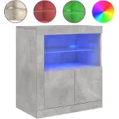 vidaXL Sideboard mit LED-Leuchten Betongrau 60,5x37x67 cm