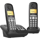 Gigaset AL385A duo, Analoges/DECT-Telefon, Kabelloses Mobilteil, 80 Eintragungen, Anrufer-Identifikation, Schwarz