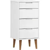 vidaXL Schubladenschrank MOLDE Weiß 40x35x82 cm Massivholz Kiefer