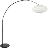 Steinhauer Stehleuchte, Metall, Seide, Schwarz-Weiss, H 230 cm