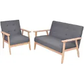 vidaXL Sofa-Set 2-tlg. Stoff Dunkelgrau