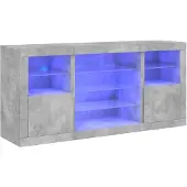 vidaXL Sideboard mit LED-Leuchten Betongrau 142,5x37x67 cm