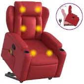 vidaXL Massagesessel mit Aufstehhilfe Rot Kunstleder