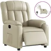 vidaXL Relaxsessel Elektrisch Creme Kunstleder
