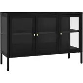 vidaXL Sideboard Schwarz 70x35x70 cm Stahl und Glas