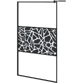 vidaXL Duschwand für Walk-In Dusche 115x195 cm ESG Steindesign Schwarz