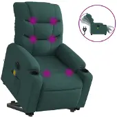 vidaXL Elektrischer Massagesessel mit Aufstehhilfe Dunkelgrün Stoff