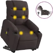 vidaXL Elektrischer Massagesessel mit Aufstehhilfe Dunkelbraun Stoff
