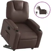 vidaXL Relaxsessel mit Aufstehhilfe Elektrisch Braun Kunstleder