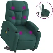 vidaXL Massagesessel mit Aufstehhilfe Dunkelgrün Stoff