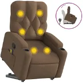 vidaXL Massagesessel mit Aufstehhilfe Braun Stoff