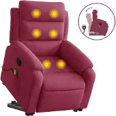 vidaXL Massagesessel mit Aufstehhilfe Weinrot Samt