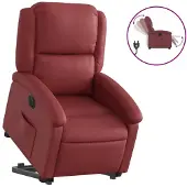 vidaXL Relaxsessel mit Aufstehhilfe Elektrisch Weinrot Kunstleder