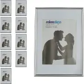 Relaxdays 10 x Bilderrahmen A4 silber Silber