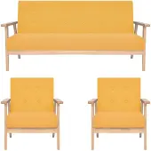 vidaXL 3-tlg. Sofagarnitur Stoff Gelb