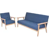 vidaXL Sofagarnitur 2-tlg. Stoff Blau