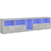 vidaXL Sideboard mit LED-Leuchten Betongrau 283x37x67 cm
