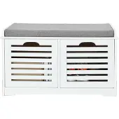 SoBuy VerkaufSoBuy FSR23-K-W Moderne Schuhbank Schuhkarton mit Sitzkissen 2 Körbe Weiß Ca.