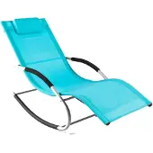 SoBuy OGS28-HBx2 Sonnenliege 2 Personen Liegestuhl Gartenliege wetterfest Schaukelstuhl mit Kopfkissen Schaukelliege Strandliege bis 150 kg Türkis