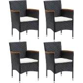 vidaXL Garten-Essstühle 4 Stk. Poly Rattan Schwarz