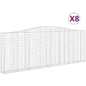 vidaXL Gabionen mit Hochbogen 8 Stk. 400x30x140/160cm Verzinktes Eisen