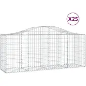 vidaXL Gabionen mit Hochbogen 25 Stk. 200x50x80/100cm Verzinktes Eisen