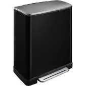 EKO - E-Cube Recycling Treteimer 28+18 Liter - Stainless steel Plastic - Schwarz, Matt Edelstahl
