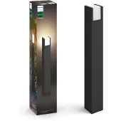 Philips Hue White Fuzo Outdoor Wegeleuchte schwarz, Intelligente Sockel-/Pfostenbeleuchtung, Bluetooth/Zigbee, Schwarz, LED, Metall, Nicht austauschbare(s) Leuchtmittel