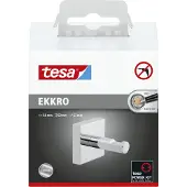 TESA Klebehaken "EKKRO Bademantelhaken Chrom" Handtuchhalterung selbstklebend & ohne Bohren - silber glänzend