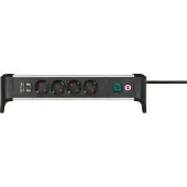 Brennenstuhl 1391040410, 1,8 m, Drinnen, Abgewinkelt, IP20, Schwarz, Silber, 4 AC-Ausgänge