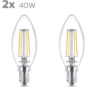Philips Lichtquelle Kerze 4,3W - E14 - 2700K - 470 lumen 2er-Set