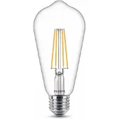 Philips Filament-Lampe, transparent, 60W ST64 E27, 7 W, 60 W, E27, 806 lm, 15000 h, Warmweiß