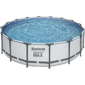 Bestway Steel Pro MAX Frame Pool Komplett-Set mit Filterpumpe Ø 488 x 122 cm , lichtgrau, rund