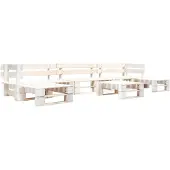 vidaXL 6-tlg. Garten-Paletten-Sofagarnitur Holz Weiß