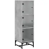 vidaXL Highboard mit Glastüren Betongrau 35x37x120 cm
