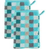 Cawö Waschlappen Unique Karo Turquoise (6er-Set)