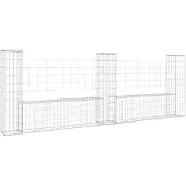 vidaXL Gabionenkorb U-Form mit 3 Säulen Eisen 260x20x100 cm