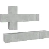 vidaXL 7-tlg. TV-Schrank-Set Betongrau Holzwerkstoff