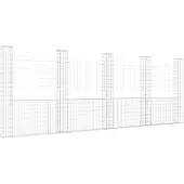vidaXL Gabionenkorb U-Form mit 5 Säulen Eisen 500x20x200 cm