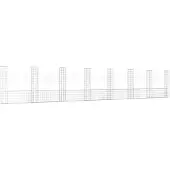 vidaXL Gabionenkorb U-Form mit 8 Säulen Eisen 860x20x150 cm