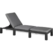 Allibert by KETER Keter Daytona Deluxe Sonnenliege für Garten, Terrasse & Balkon mit verstellbarem Kopfteil, grau, inkl. Auflage