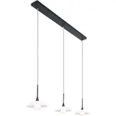 Steinhauer Pendelleuchte Tallerken 3-flammig Leuchte schwarz matt / Glas weiß matt / Transparent matt 108x18cm